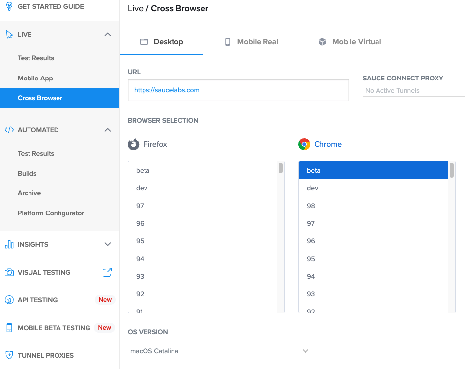 sauce labs cross browser testing 15