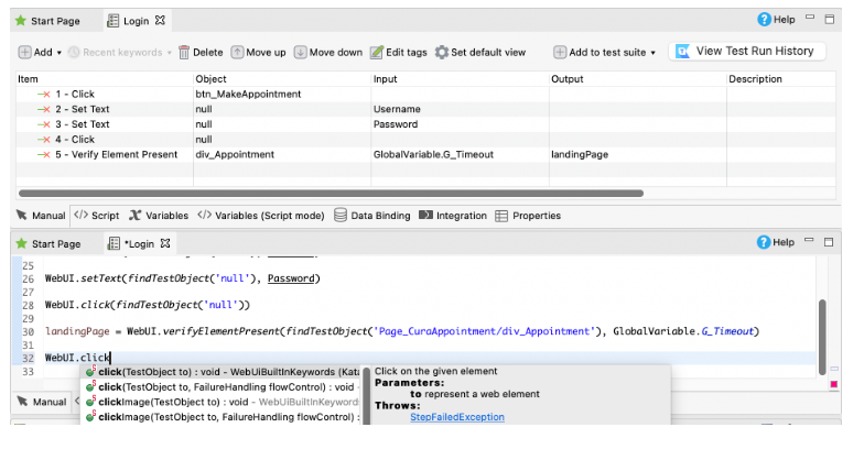 katalon web testing