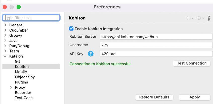 katalon Integration  testing