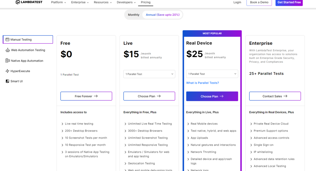 lambdatest pricing