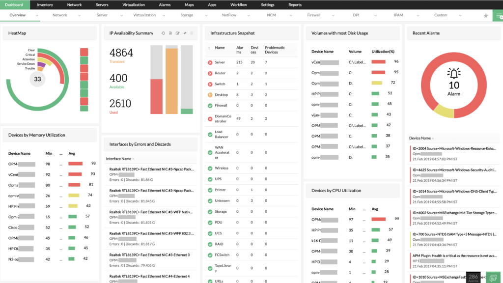 manageengine dashboard