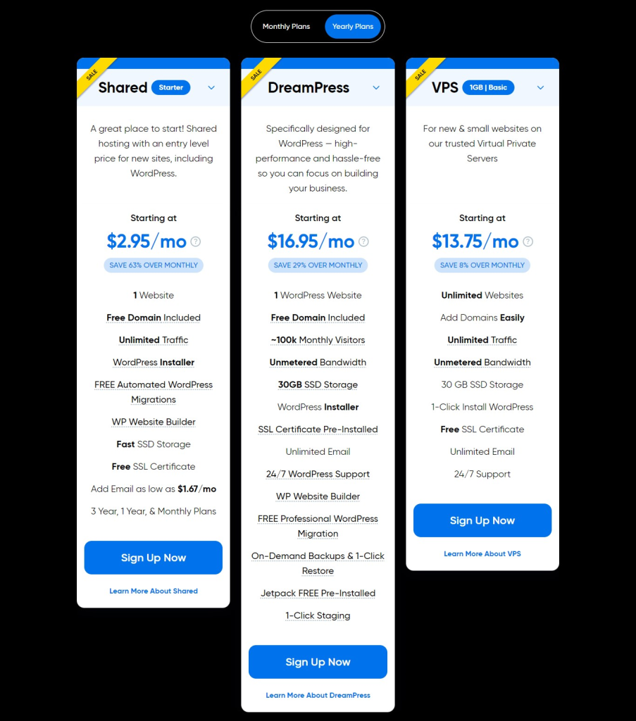 DreamHost Pricing