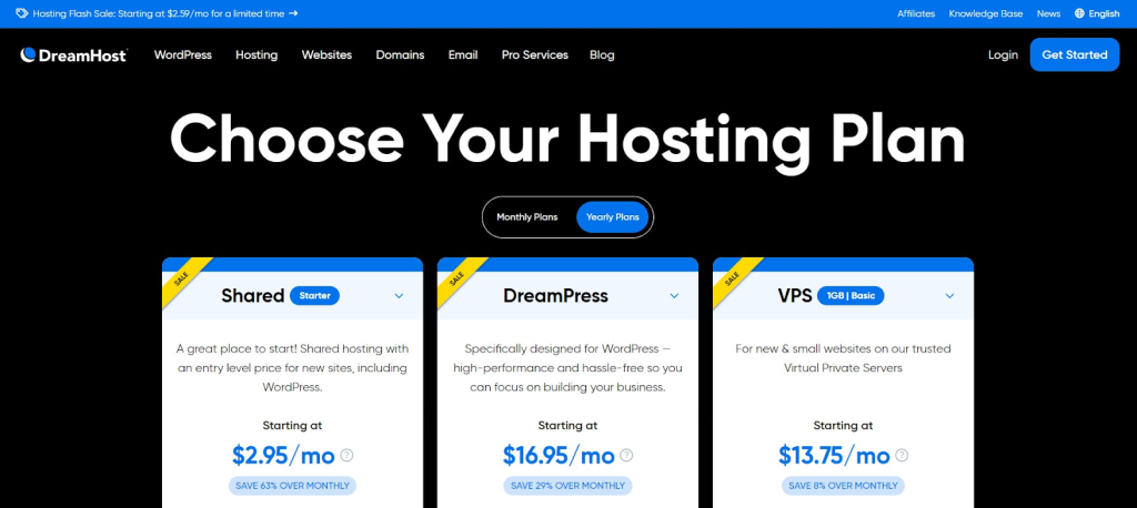 DreamHost pricing