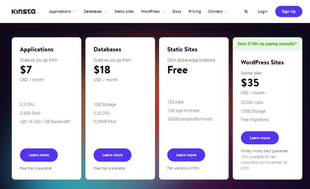 Kinsta  pricing